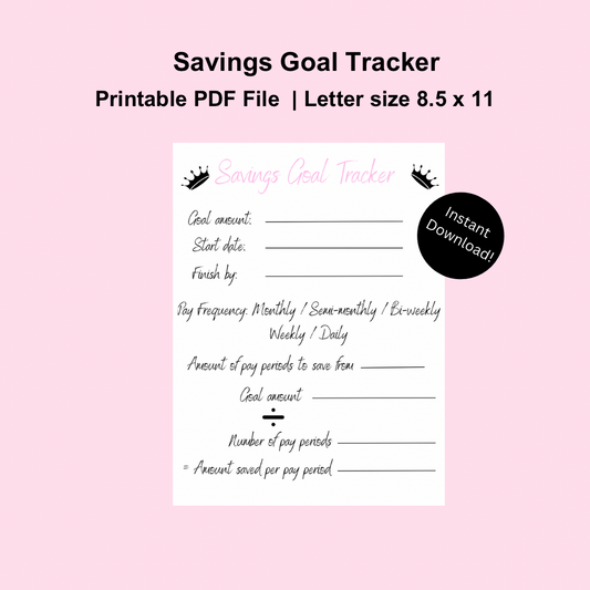 Savings Goal Tracker-Digital Download